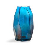jarrón de cristal azul